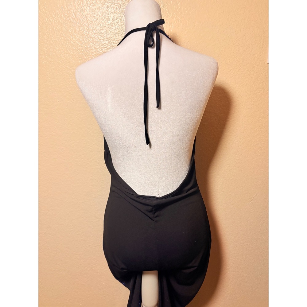Y2K USA Heart Blue Sequin Halter Jumpsuit Open Back Festival Party Large - Picture 3 of 5